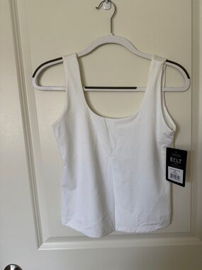 BYLT Basics Contour White Scoop Neck Tank